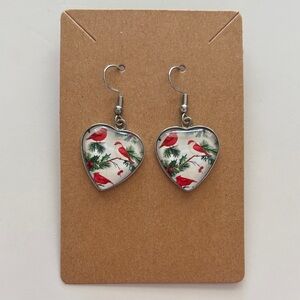 Fashion Jewelry Heart Earrings with Red Birds